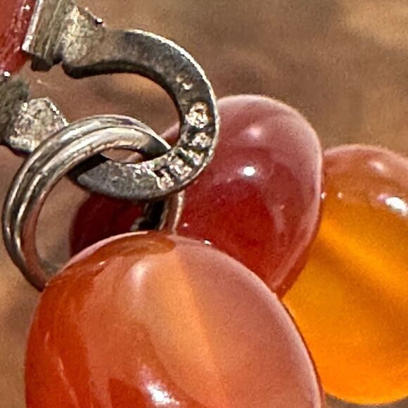 Vintage carnelian Sterling silver Orange red Beaded vintage carnelian necklace - Picture 12 of 12